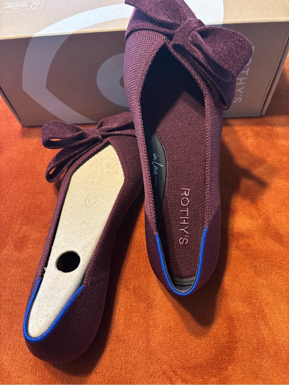 Rothy's Women's Point ll Bow Flats — Burgundy Syrah - Picture 6 of 7